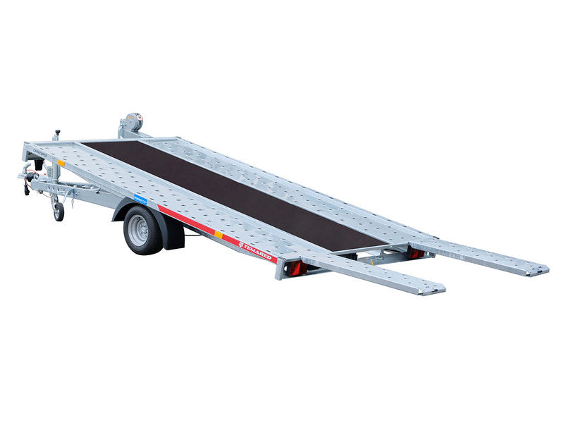 Anhänger für PKW - Meier Anhänger Sursee Temared Fahrzeugtransportanhänger Typ CARKEEPER, einachsig, ankippbar mit Auffahrrampen und Standschienen