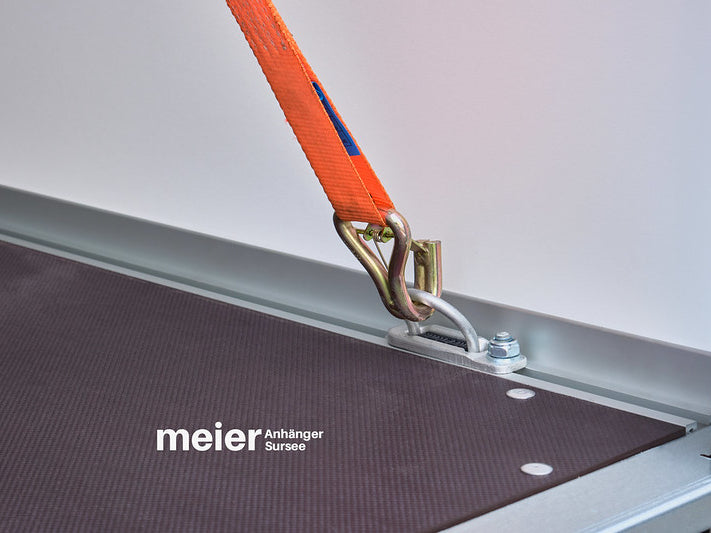 Humbaur Kofferanhänger Typ HK, Einachs Tieflader, Plywood, mit Überfahrwand und Schiebestützen