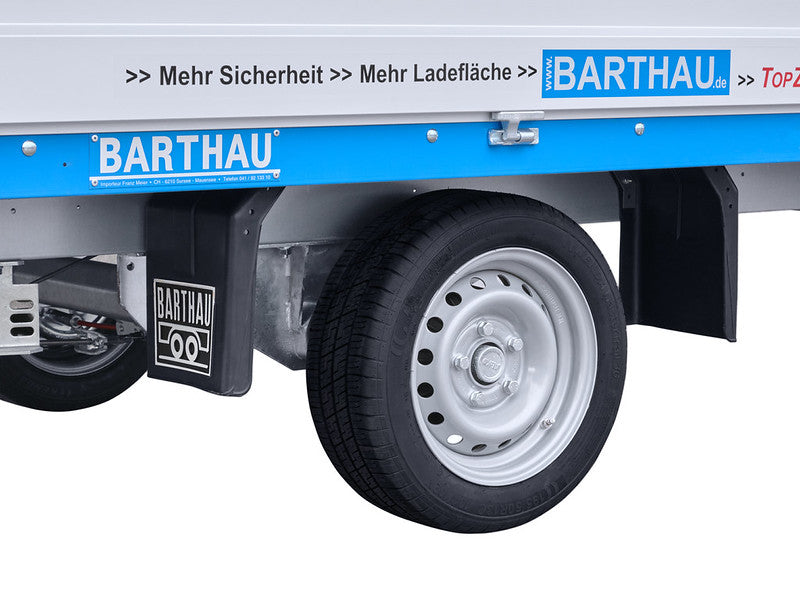 Barthau Anhänger Typ EH, Einachs Hochlader, mit Alu-Riffelblechboden und Rampen