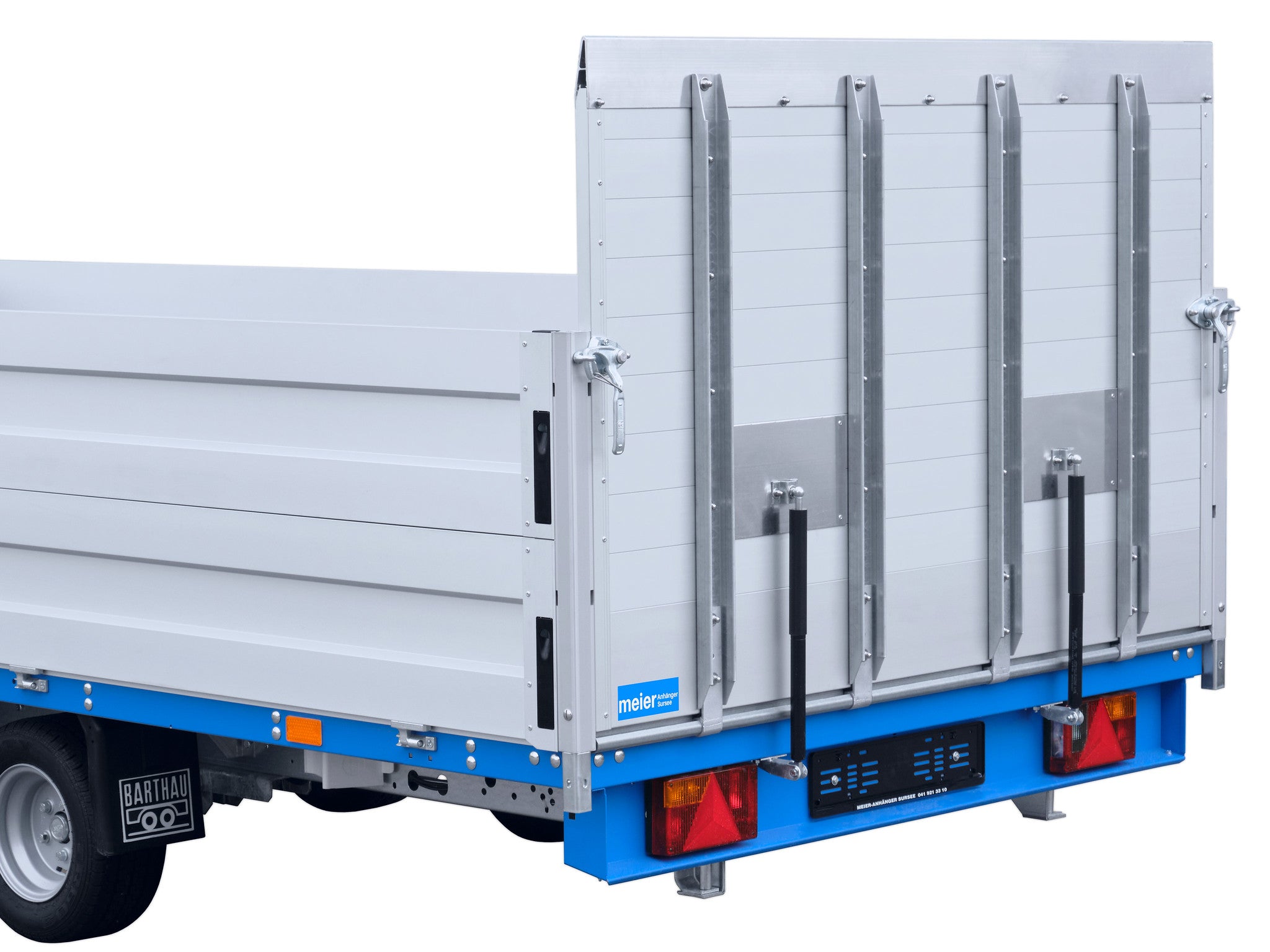 Barthau Anhänger Typ TK, 2700 bis 3000 kg, kippbar, verstärkt, mit Bordwanderhöhung Ansicht Heckklappe hinten, geschlossen