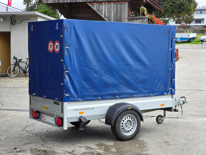 Remorque d'occasion avec bâche 1300 kg, expertisée