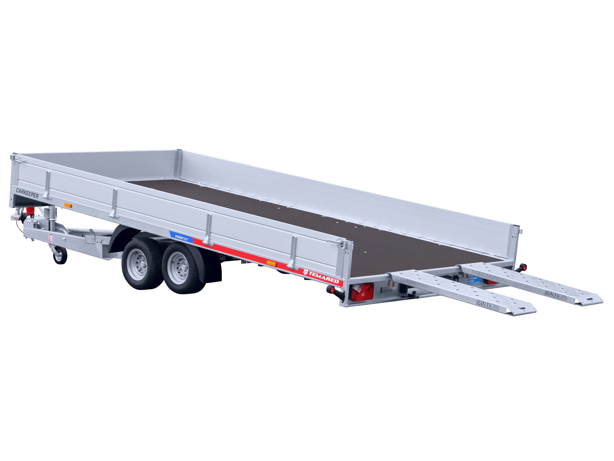 Temared Fahrzeugtransportanhänger Typ CARKEEPER NEW, kippbar mit Auffahrrampen und Bordwänden 112