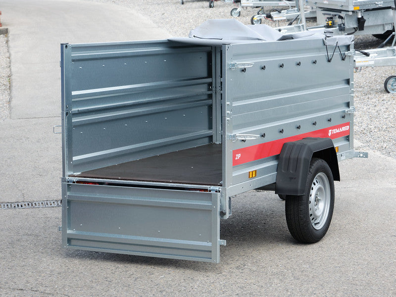 Temared Anhänger 750 kg mit Stützrad, Bordwanderhöhung und Flachplane