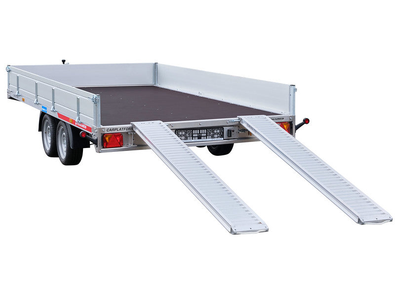 Anhänger für PKW - Meier Anhänger Sursee Leichter Temared Anhänger Typ CARPLATFORM - FULL ALU, mit Bordwänden, Auffahrrampen und Seilwinde