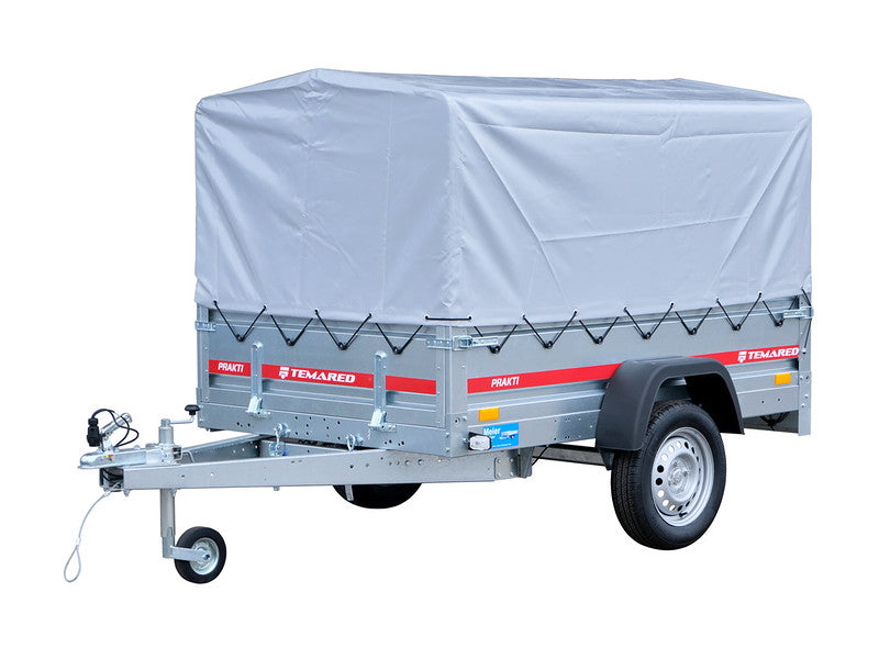 Anhänger für PKW - Meier Anhänger Sursee Temared Anhänger Typ PRAKTI, Einachs Tieflader, mit Plane und Gestell montiert