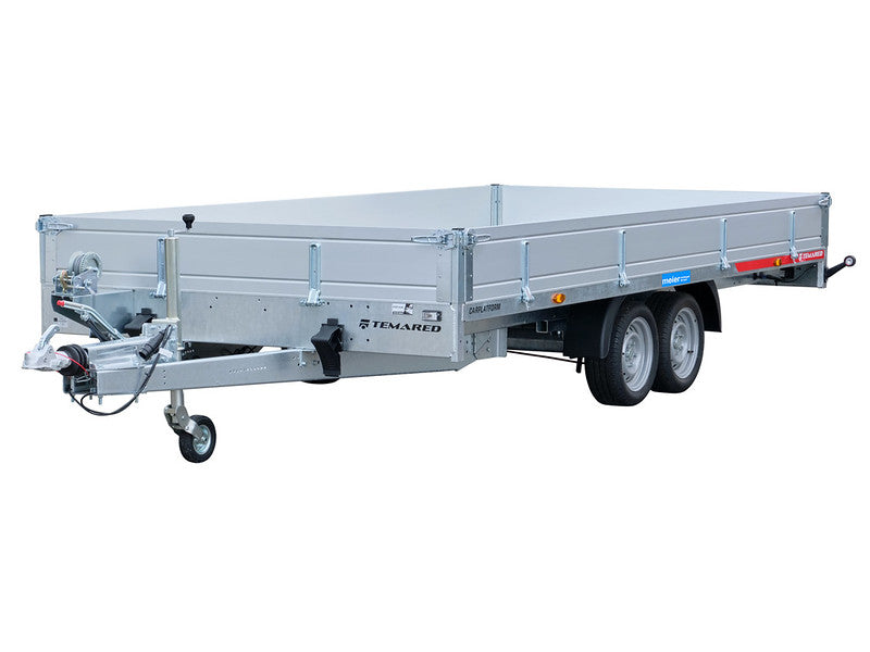 Anhänger für PKW - Meier Anhänger Sursee Temared Hochlader Anhänger Typ CARPLATFORM, mit Alu-Paneelen Boden, Bordwänden, Auffahrrampen und Seilwinde