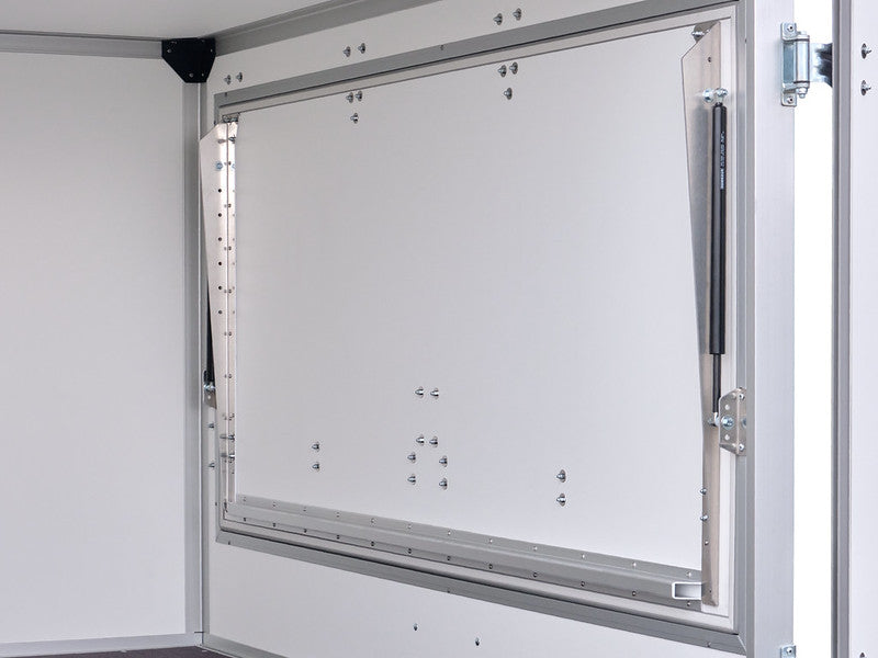 Humbaur Kofferanhänger Typ HK, Einachs Tieflader, Plywood, mit seitlicher Klappe