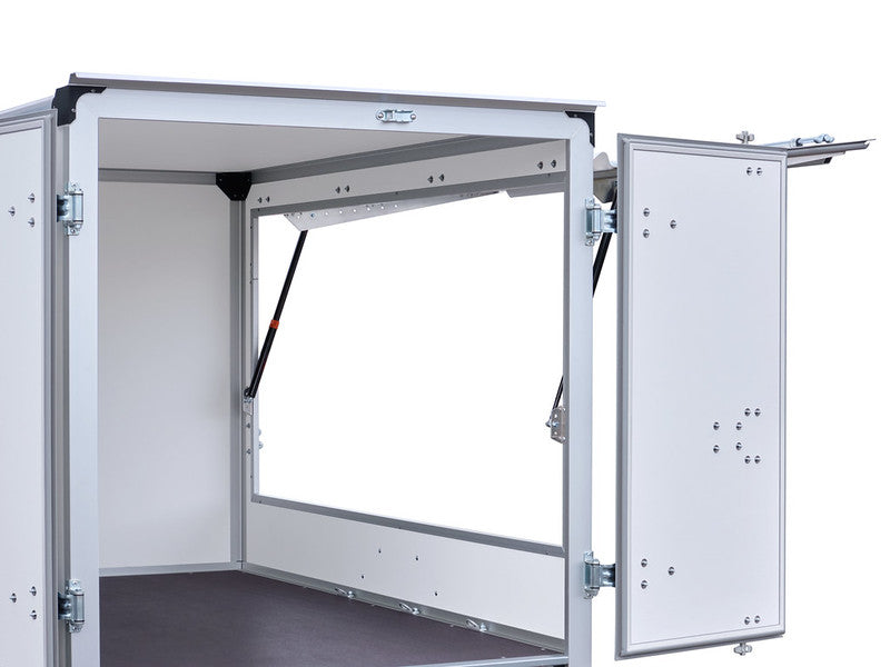 Humbaur Kofferanhänger Typ HK, Einachs Tieflader, Plywood, mit seitlicher Klappe