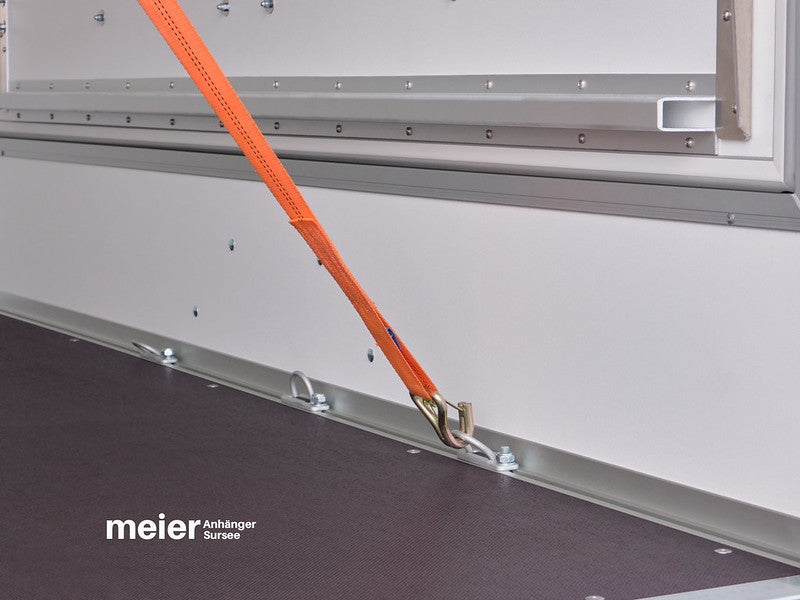 Humbaur Kofferanhänger Typ HK, Einachs Tieflader, Plywood, mit seitlicher Klappe