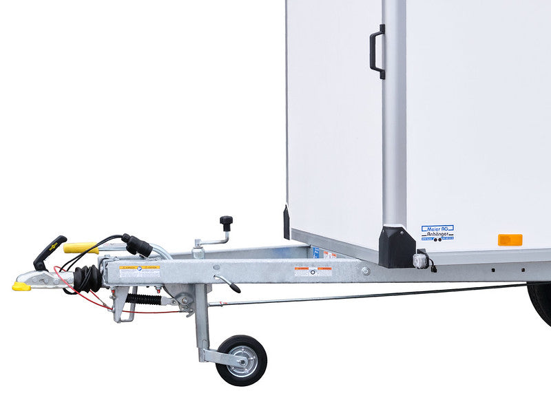 Humbaur Kofferanhänger Typ HK, Einachs Tieflader, Plywood, mit Überfahrwand und Schiebestützen