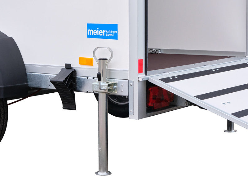 Humbaur Kofferanhänger Typ HK, Einachs Tieflader, Plywood, mit Überfahrwand und Schiebestützen