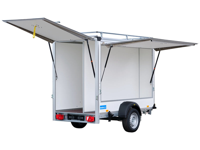 Remorque fourgon Humbaur type HK avec barres de toit, cloison de séparation, rabats arrière et latéraux