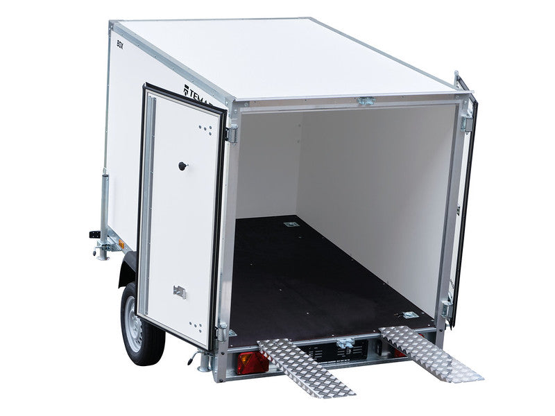 Remorque fourgon Temared type SMART BOX 750 kg, non freinée, avec rampes, ne doit jamais aller au contrôle technique