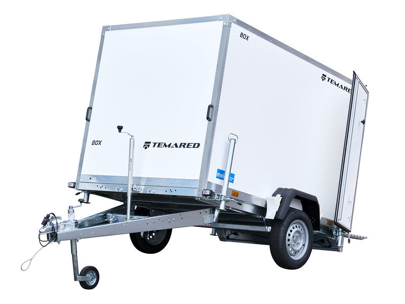 Remorque fourgon Temared type SMART BOX 750 kg, non freinée, avec rampes, ne doit jamais aller au contrôle technique