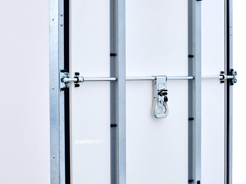 Remorque fourgon Temared type BOX, semi-remorque surbaissée à deux essieux, avec 2 rails d'arrimage