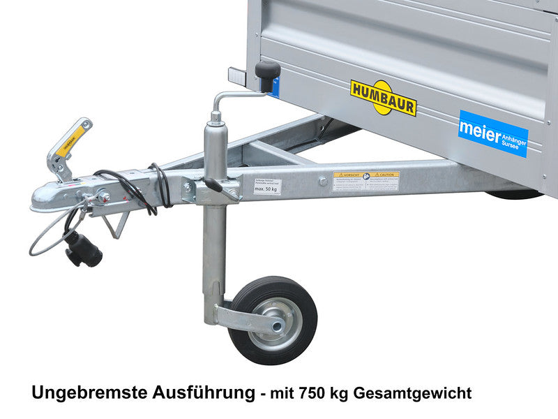 Humbaur Anhänger Typ HA, Einachs Tieflader, mit doppeltem Bordwandaufsatz und Flachplane - Meier Anhänger AG