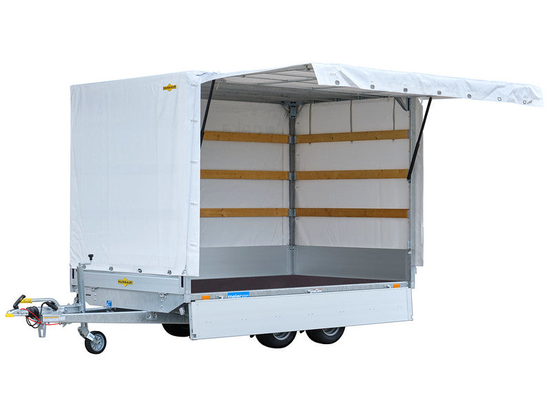 Anhänger für PKW - Meier Anhänger Sursee Humbaur Anhänger Typ HN, Zweiachs Hochlader, Tiefe Ladehöhe, mit Planengestell mit seitlicher Klappe