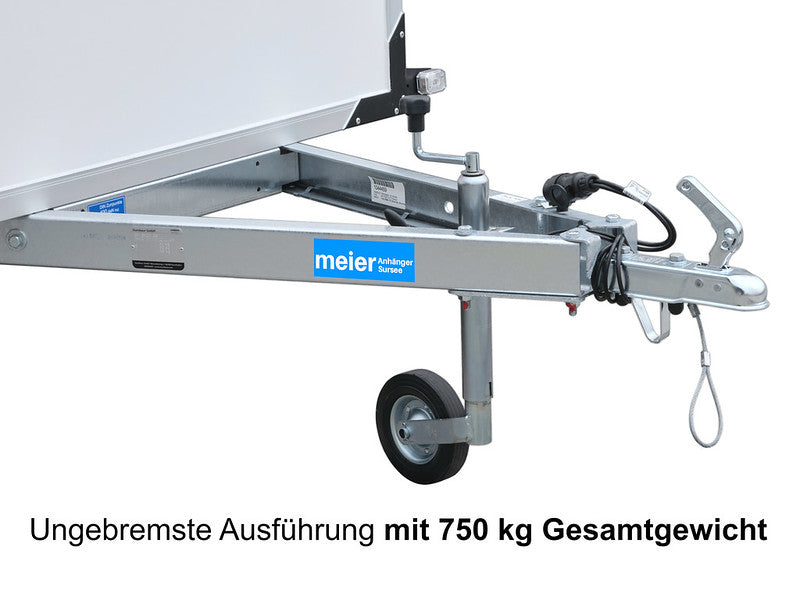 Humbaur Kofferanhänger Typ HK, Einachs Tieflader, Plywood, mit Überfahrwand und Schiebestützen - Meier Anhänger AG