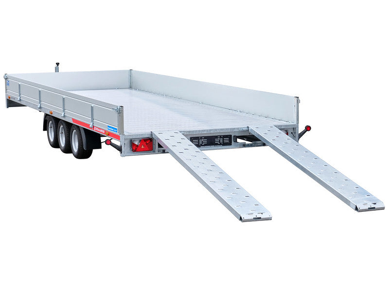 Anhänger für PKW - Meier Anhänger Sursee Temared Hochlader Anhänger Typ CARPLATFORM, 3-Achsig, mit Bordwänden, Auffahrrampen und Seilwinde