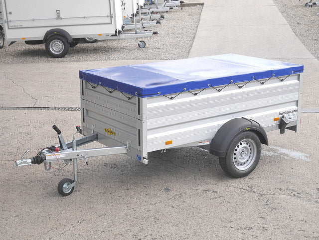 Humbaur PKW Anhänger 1300 kg mit Bordwanderhöung und Flachplane