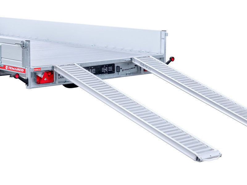 Remorque cargo Temared type CARPLATFORM, avec ridelles, rampes et treuil