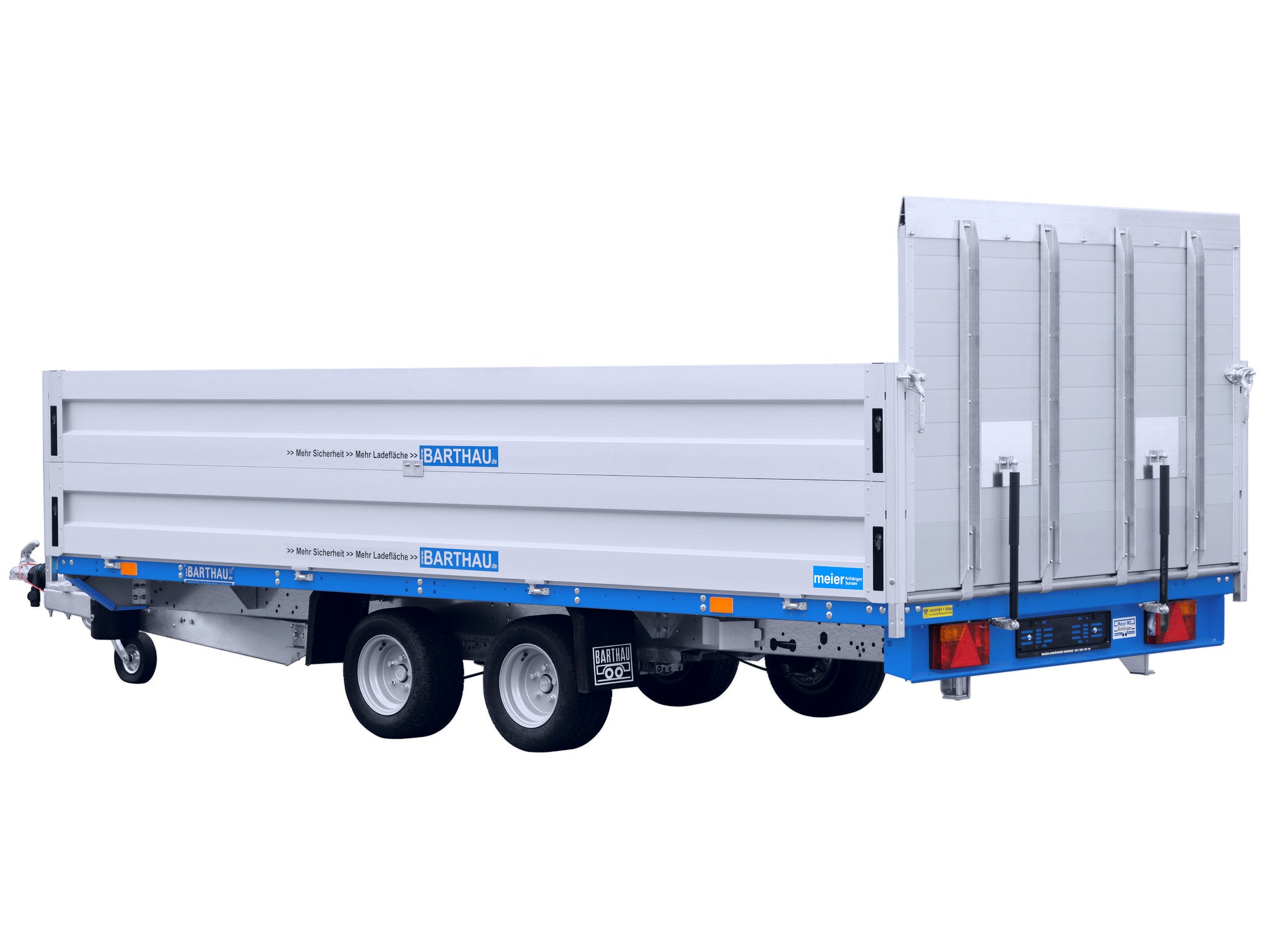 Barthau Anhänger Typ TK, 2700 bis 3000 kg, kippbar, verstärkt, mit Bordwanderhöhung Ansicht hinten