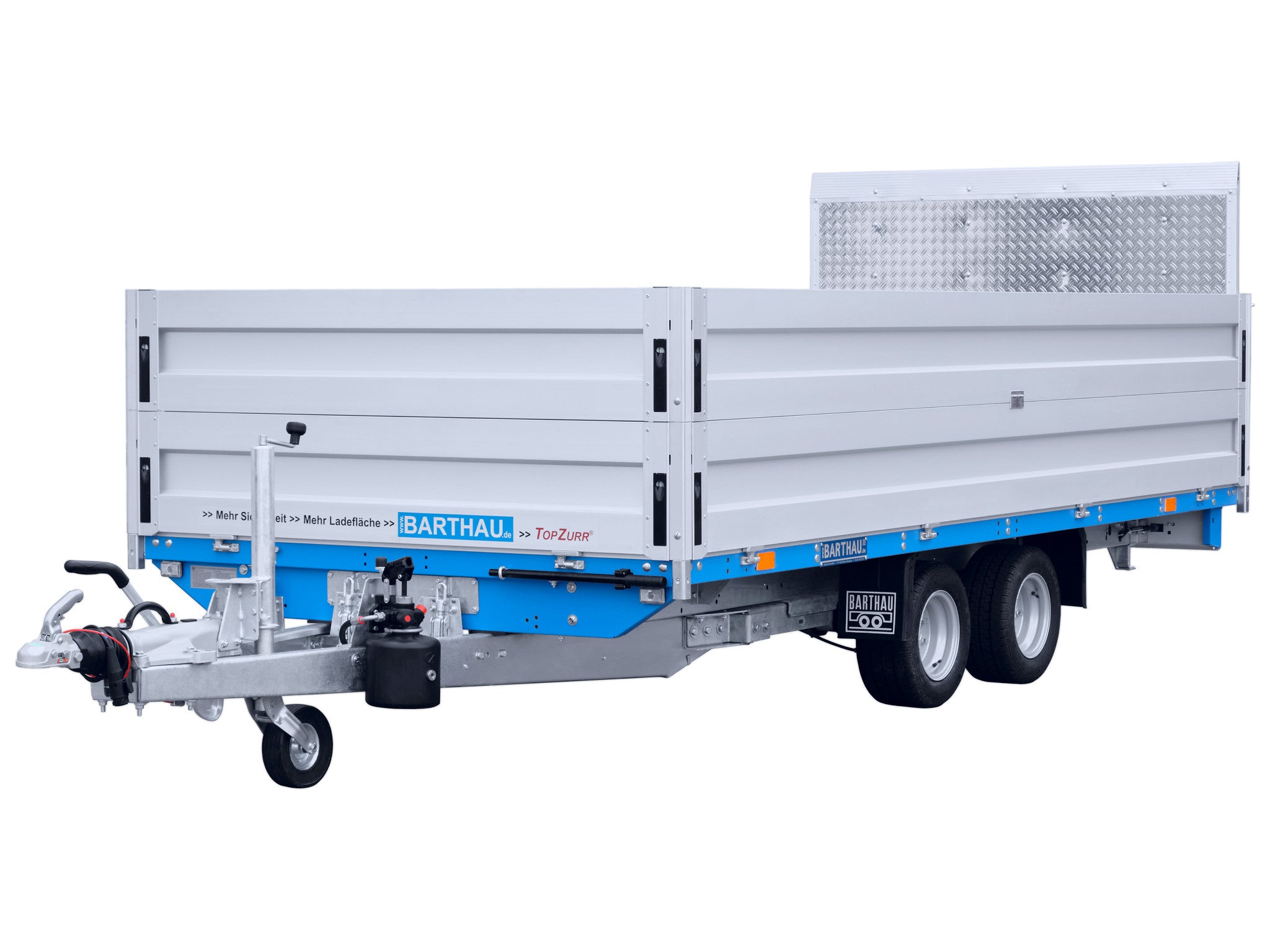 Barthau Anhänger Typ TK, 2700 bis 3000 kg, kippbar, verstärkt, mit Bordwanderhöhung Ansicht vorne