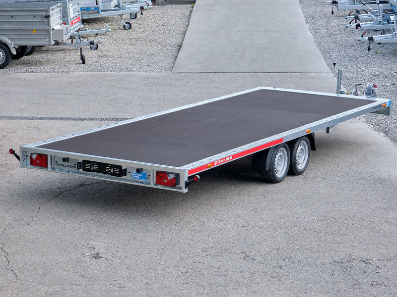 Remorque plateau Tandem Temared 3500 kg, 5,9 mètres de long