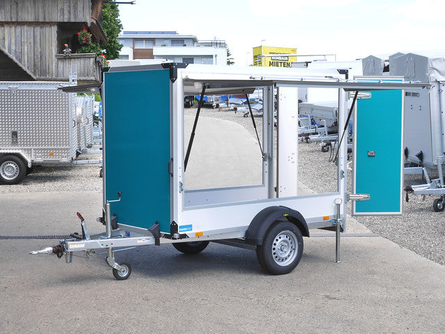 Humbaur Kofferanhänger Typ HK, Einachs Tieflader, Plywood, mit seitlicher Klappe - Meier Anhänger AG